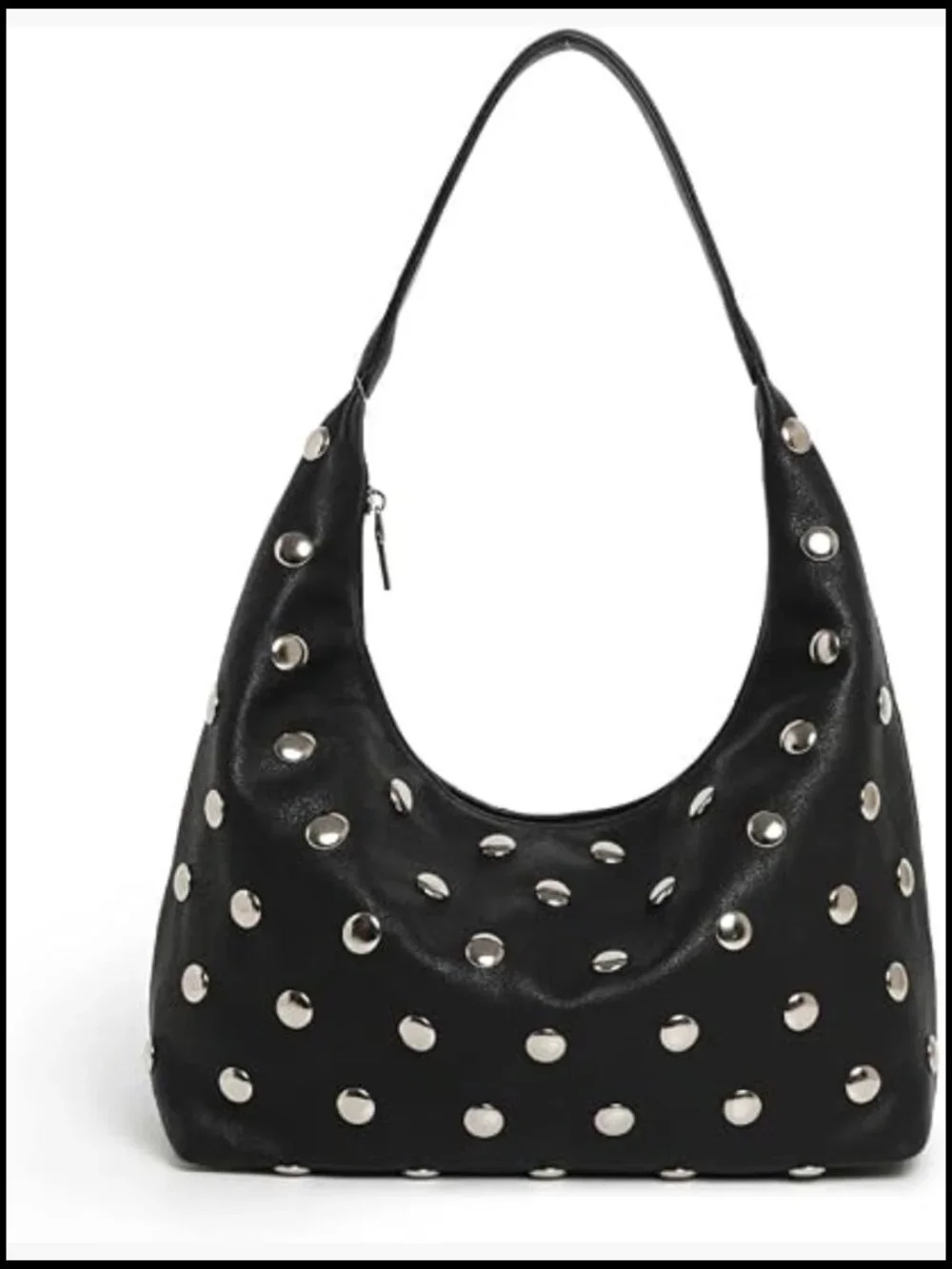 Studded Hobo Bag Vegan Leather Slouchy Tote Shoulder Handbag Purse